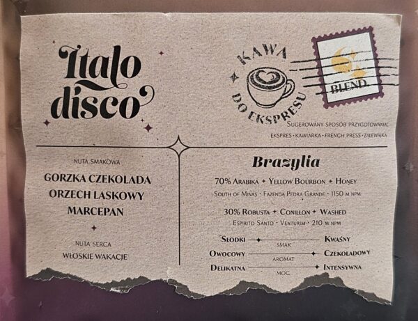 Etykieta kawy Italo Disco