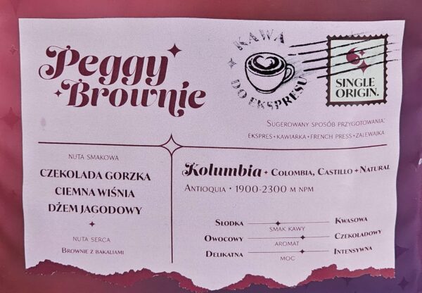 etykieta kawy Salwador Peggy Brownie